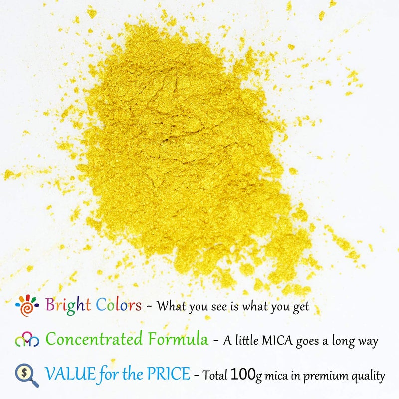 DecorRom Epoxy Resin Color Pigment - Huge 100g/3.5 Ounces Metallic Mica Powder for Epoxy Resin Art Coloring, Crafts Making - Cosmetic Grade Resin Color Dye for Jewelry, Soap Making, Painting, Nails Art (Gold) - Image 2